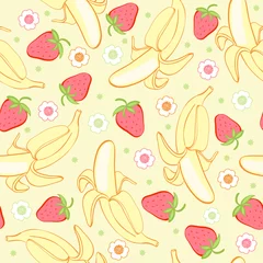 Foto op Aluminium Seamless background texture strawberry and banana © ColorValley