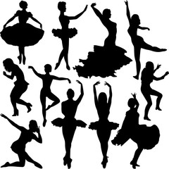 Vector Dancer Silhouettes in different action.