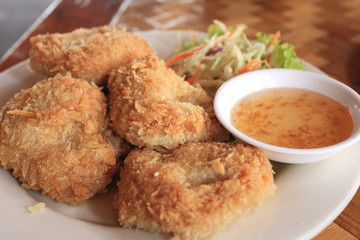 Fish fritter with sauce, Thai food