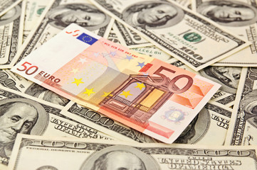 Dollars backround with euro