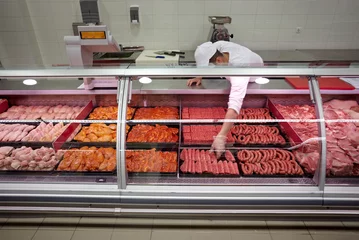 Cercles muraux Viande meat food groceries supermarket