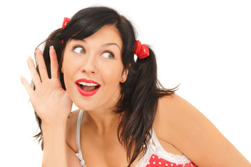 surprised girl listening
