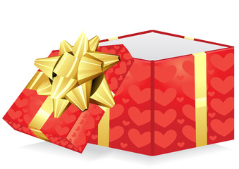 giftbox with bow and hearts