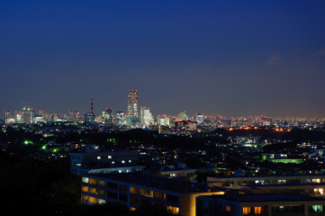 Naklejka premium Night view of Yokohama, Japan