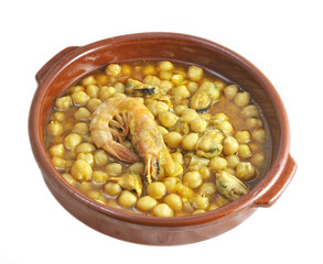 Garbanzos con mejillones.