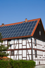 Solar panels on an old house