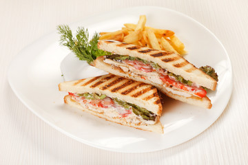 Sandwiches with French fried potatoes