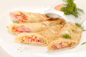 Pancakes with Salmon