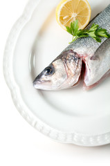 seabass  on  plate,ready to cook