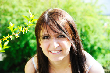Naklejka premium smiling woman outdoor