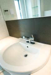 bathroom sink and mirror