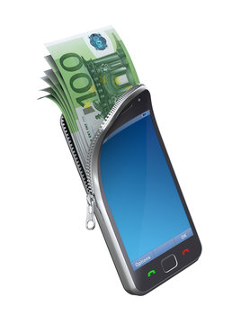 recommend clip art: Money in the mobile phone