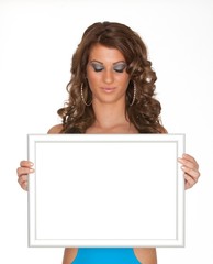 Naklejka premium Women whit sign