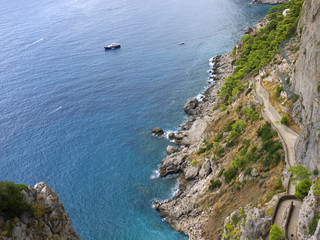 The famous hairpin path to the sea on island of Capri in Italy