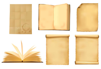 Naklejka premium Set of old paper sheets. Vector illustration.