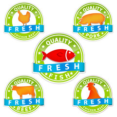 pork beef chicken and fish quality meat sign