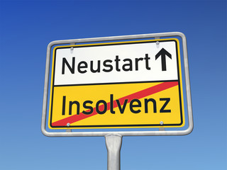 Obraz premium Schild Insolvenz Neustart