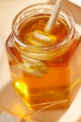 Honey with wood stick