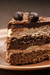 Homemade chocolate cake close-up