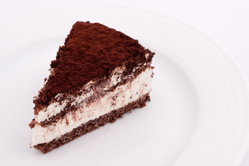 a slice of tiramisu cake