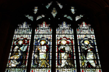 Evangelists stained glass in Wolverhampton, UK
