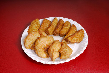 appetizing slices of fried meat