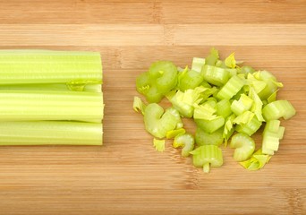 celery on a wooden board