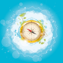 Round the world - nature design with compass