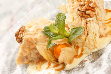 tasty pastry with caramel