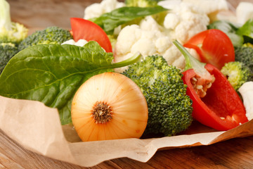fresh vegetables on the parchment