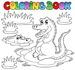 Fototapeta premium Coloring book with two crocodiles