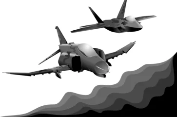 Keuken foto achterwand Soldaten twee militaire vliegtuigen