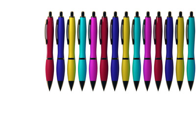 penne a sfera ufficio matite colorate render 3d