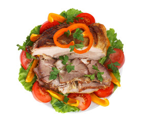 fried meat with vegetables