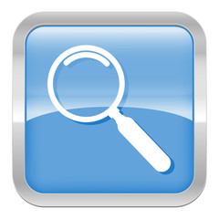 pictogramme loupe série carré bleu