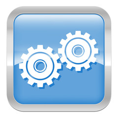pictogramme engrenages série carré bleu
