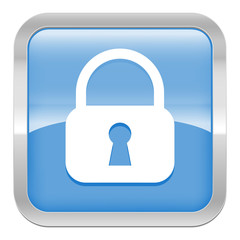 pictogramme cadenas fermé série carré bleu