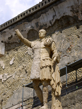 Statue in the ruined city of Herculaneum, Italy