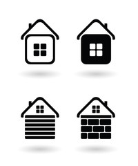 Set of four house vector icon variations