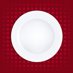 White Plate On Red Background