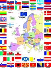 Obraz premium Europa - mappe e bandiere