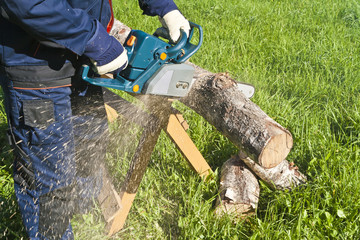 Man with chainsaw