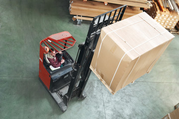 warehouse stacker at work