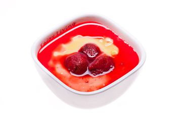 Custard with strawberries