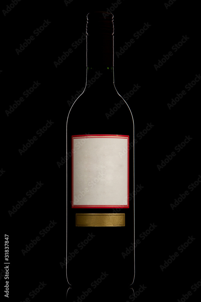 Poster bottle of red wine with label