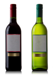 Red and white wine bottles