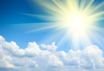 Fototapeta na wymiar Blue sky and sun background