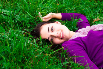 portrait of a beautiful young woman outdoor