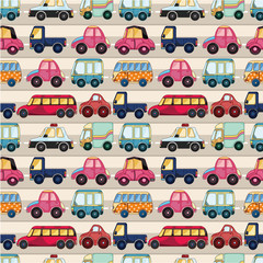 seamless cartoon car pattern