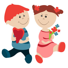 Pretty girl and boy look at each other